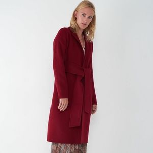 Sosken Joie Red Wool Tie Front Coat